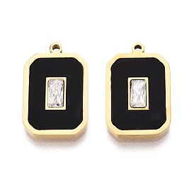 304 подвески из нержавеющей стали с кристаллами и стразами и акриловыми прямоугольниками, ионное покрытие (ip)