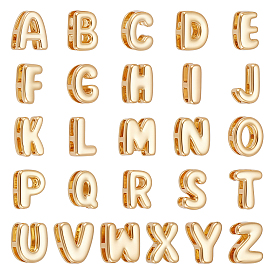 26Pcs 26 Styles Brass Slide Charms, Golden