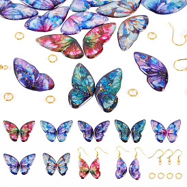 Наборы для самостоятельного изготовления сережек-подвесок из эпоксидной смолы с крыльями бабочки