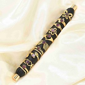 Природные палец кольца аметист, смешанные формы 304 открытые манжетные кольца из нержавеющей стали, ионное покрытие (ip), реальный 18 k позолоченный