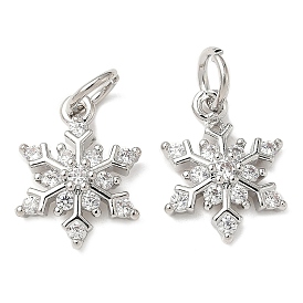 Латунные подвески с микропаве из кубического циркония с подвесным кольцом, снежинка