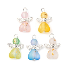 Матовые прозрачные акриловые подвески, с крыльями из сплава, ангельские прелести, серебряные