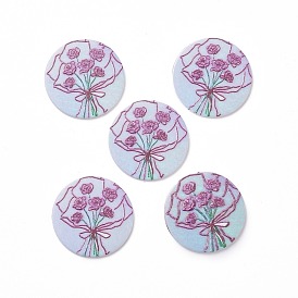 Acrylic Cabochons, for Hair Pins, Hair & Earrings Accessories, Flat Round with Flower Pattern