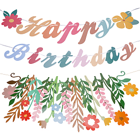 2 Bags 2 Styles Flower & Letter Paper Hanging Banner, Party Decorative