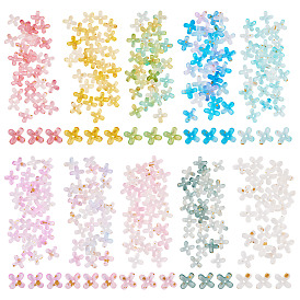 40g 10 цветные матовые акриловые бусины, цветок, градиент цвета, золотой фольгой