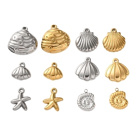 304 подвески из нержавеющей стали, форма ракушки/морской звезды/ракушки