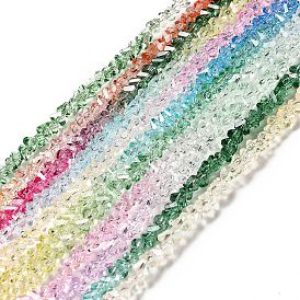 Transparent Glass Bead Strands, Segmented Multi-color Beads, Triangle