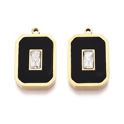 304 подвески из нержавеющей стали с кристаллами и стразами и акриловыми прямоугольниками, ионное покрытие (ip)