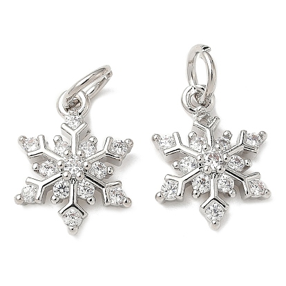 Латунные подвески с микропаве из кубического циркония с подвесным кольцом, снежинка