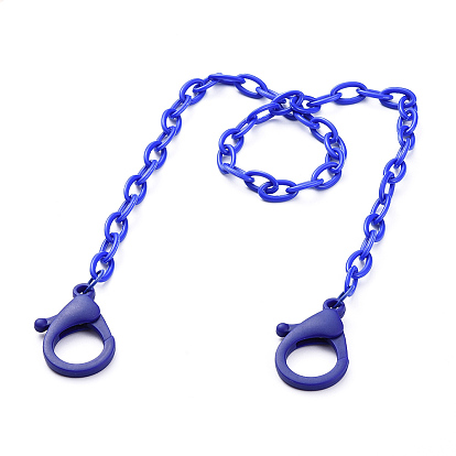 Collares personalizados de cadena de cable de plástico abs, cadenas de bolsos, con cierre de langosta