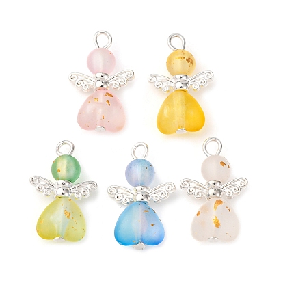 Матовые прозрачные акриловые подвески, с крыльями из сплава, ангельские прелести, серебряные
