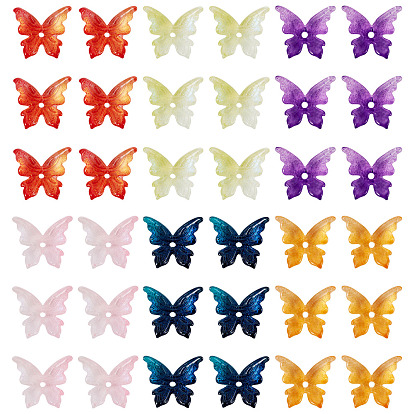 50шт стеклянные бусины, бабочка, два тона