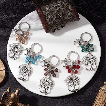 Брелки для ключей из гальванического стекла в тибетском стиле на Хэллоуин, с железными разрезными брелоками, ведьма