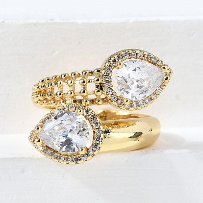 Латунные микропаве кубические цирконии регулируемые открытые манжеты кольца, без кадмия и без свинца, змея