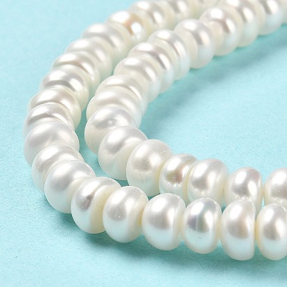 Natural Cultured Freshwater Pearl Beads Strands, Grade 5A, Rondelle