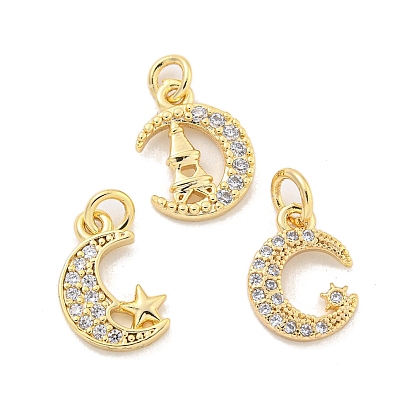 Латунные микропаве прозрачные кубические циркониевые подвески, без кадмия, без никеля и без свинца, луна