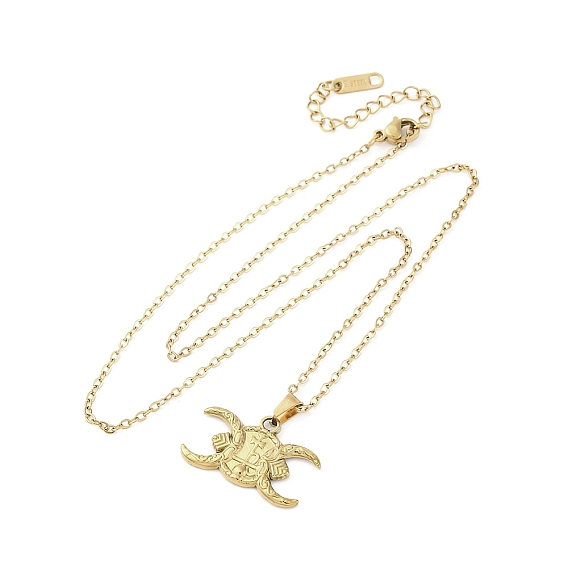 Полумесяц крест 304 ожерелья с подвесками из нержавеющей стали, ионное покрытие (ip)