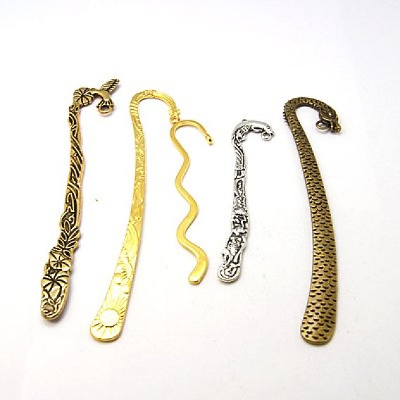 Tibetischen Stil Lesezeichen, Mischform, 79~122x15~24x2~4 mm, Bohrung: 2~3 mm