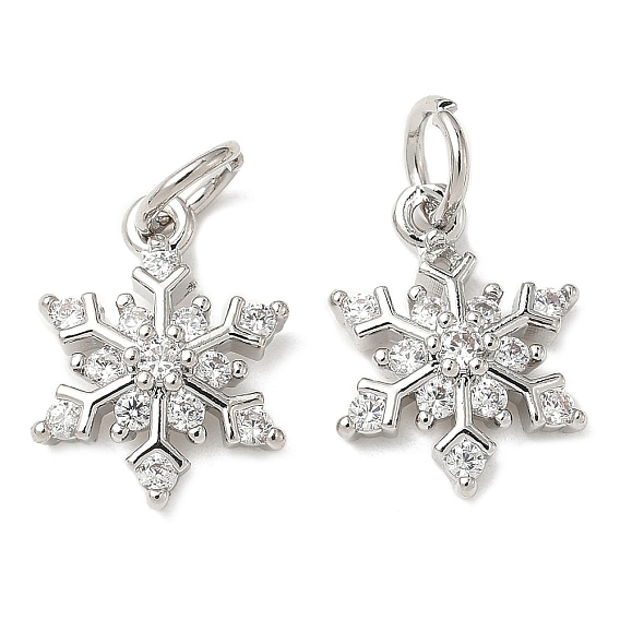 Латунные подвески с микропаве из кубического циркония с подвесным кольцом, снежинка