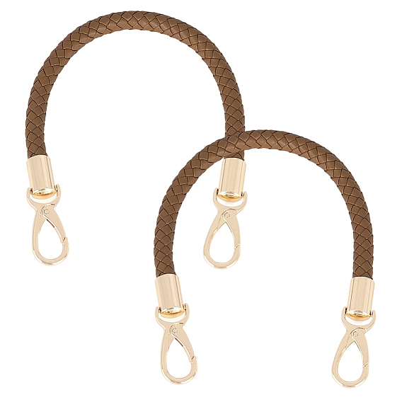 Вырезать полые 2шт. плетеные круглые ремни для сумок из искусственной кожи ручки для сумок, с поворотными застежками сплава, аксессуары для замены сумок, золотой свет