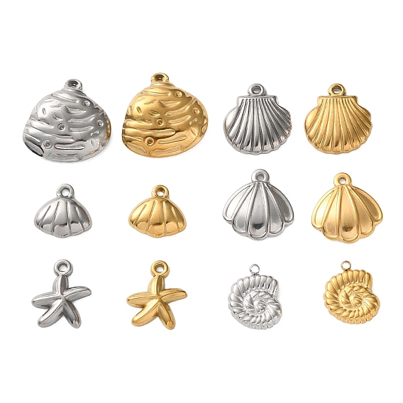 304 подвески из нержавеющей стали, форма ракушки/морской звезды/ракушки