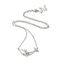 Clear Cubic Zirconia Whale Pendant Necklace with Brass Cable Chains