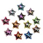 Perlas acrílicas transparentes impresas con revestimiento UV, iridiscente, estrella con patrón de encaje de corazón negro