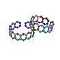 304 anillo hexagonal de acero inoxidable, Anillo abierto de color arcoíris para mujer.