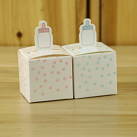 Folding Cardboard Candy Boxes, Wedding Gift Wrapping Box, Square with Milk Bottle