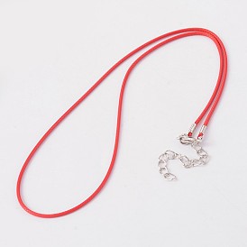 Leather Cord Necklace Making, with Platinum Tone Alloy Lobster Claw Clasp and Iron End Chains, 17.7 inch , 1.2mm