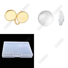 DIY Blank Dome 304 Stainless Steel Open Cuff Ring Jewelry Making Kit