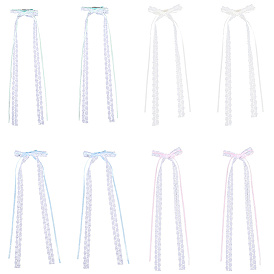 8 шт 4 цвета кружева бант полиэстер аллигатор заколки для волос, для свадебных женщин и девушек