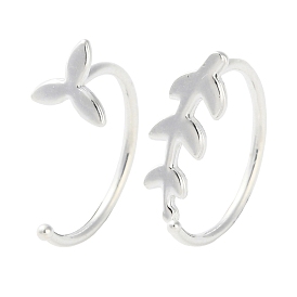 999 Sterling Silver Leaf Pull Through Earrings