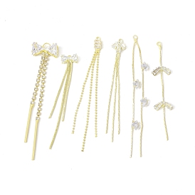 Brass Big Pendants, Tassel Pendant, with Rhinestone, for Women's Earring Making