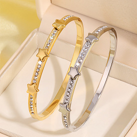 304 Женские браслеты-кольца из нержавеющей стали с кристаллами и стразами