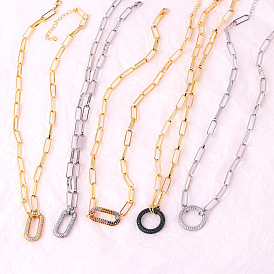 Geometric Diamond Inlaid Copper Gold Necklace and Bracelet Set