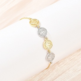 Латунные браслеты-слайдеры с цепочкой-коробкой, браслеты для женщин, два тона, платиной и золотом