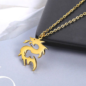 Stainless Steel Rose Gold Elephant Necklace Pendant for Men and Women, Animal Series