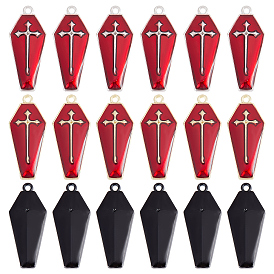 30шт 3 цвета хэллоуин подвески из сплава эмали, гроб с крестом