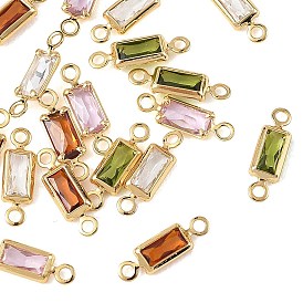 Breloques connecteurs rectangulaires en laiton pavé de zircone cubique shegrace, sans cadmium et sans nickel et sans plomb, plaqué longue durée