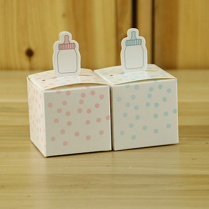 Folding Cardboard Candy Boxes, Wedding Gift Wrapping Box, Square with Milk Bottle