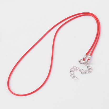 Leather Cord Necklace Making, with Platinum Tone Alloy Lobster Claw Clasp and Iron End Chains, 17.7 inch , 1.2mm