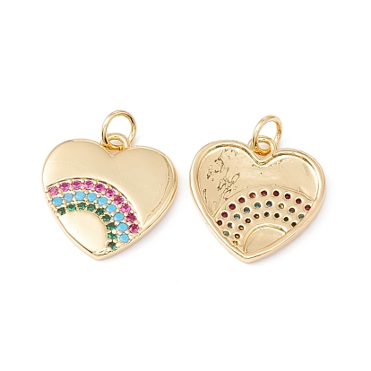 Реечное покрытие латунь микро паве разноцветные подвески из кубического циркония, с целью перехода в кольце, без кадмия, без никеля и без свинца, сердце