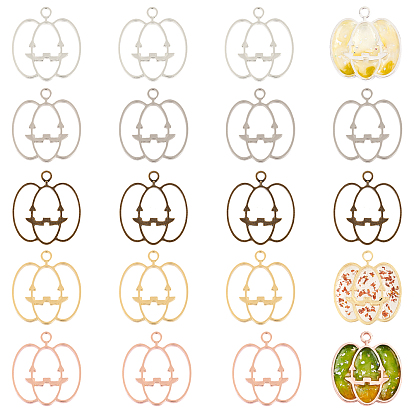 Alloy Kitten Open Back Bezel Pendants, for DIY UV Resin, Epoxy Resin, Pressed Flower Jewelry, Cadmium Free & Lead Free, Pumpkin Shape