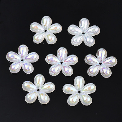 5-Petal Electroplate Acrylic Bead Caps, Flower