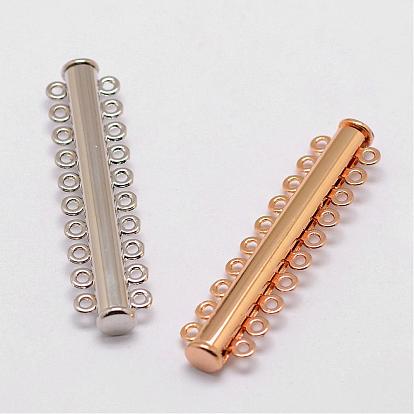 Alloy Magnetic Slide Lock Clasps, 10-Strand, 20-Hole, Tube