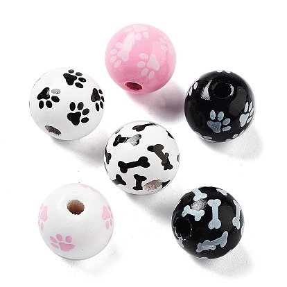 Деревянные бусины на тему собаки, собачья лапа и кость