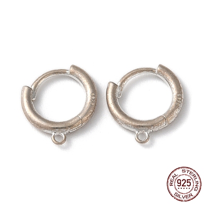 Rhodium Plated 925 Sterling Silver Huggie Hoop Earring Findings, with Loops & S925 Stamp