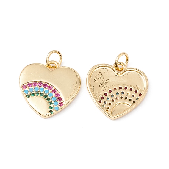 Реечное покрытие латунь микро паве разноцветные подвески из кубического циркония, с целью перехода в кольце, без кадмия, без никеля и без свинца, сердце