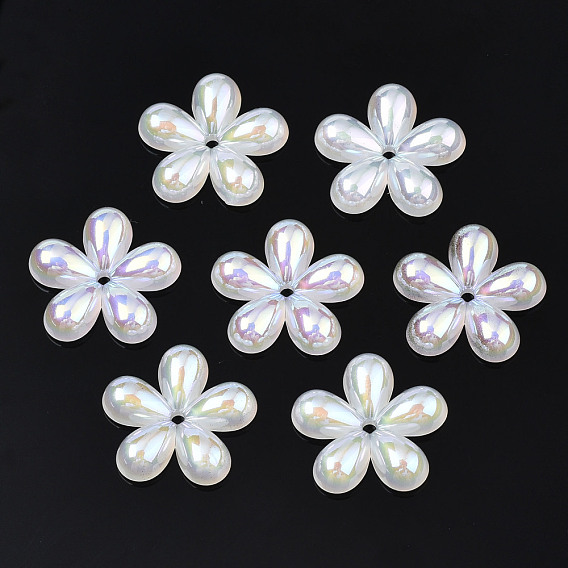 5-Petal Electroplate Acrylic Bead Caps, Flower